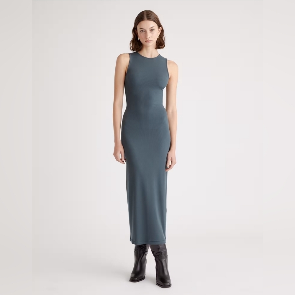 Quince Tincel Rib Knit Sleeveless Midi Dress XS